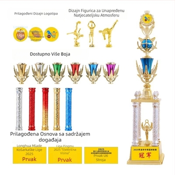 Trofej s četiri stupa – plastičan, prilagodljiv, tisak logotipa moguć, Brend Moral Style, pogodan kao poklon