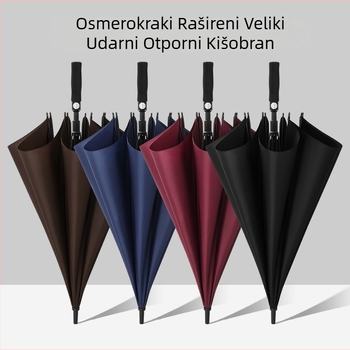 Golf kišobran s 8 vlaknastih rebara, 190T otporna navlaka, EVA drška, automatsko otvaranje i zatvaranje, mogućnost tiska logotipa