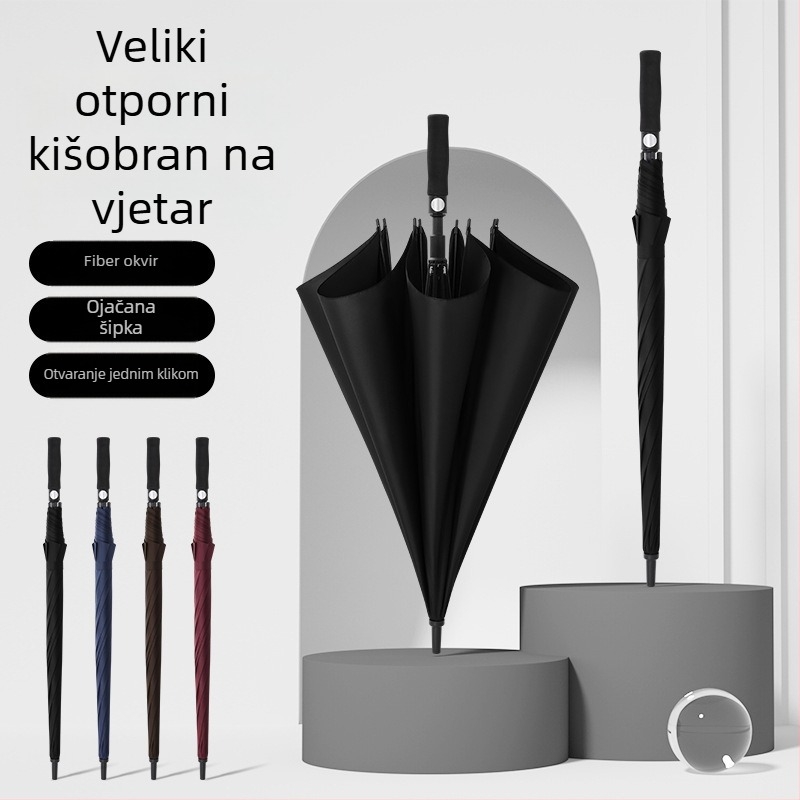 Golf kišobran s 8 vlaknastih rebara, 190T otporna navlaka, EVA drška, automatsko otvaranje i zatvaranje, mogućnost tiska logotipa