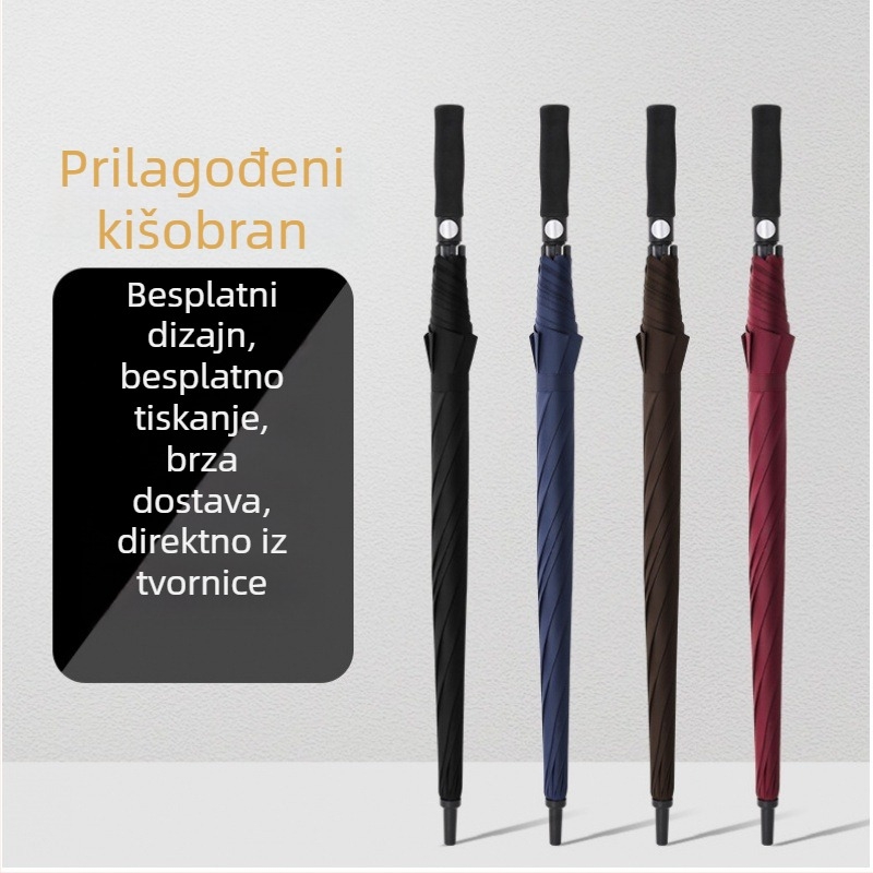 Golf kišobran s 8 vlaknastih rebara, 190T otporna navlaka, EVA drška, automatsko otvaranje i zatvaranje, mogućnost tiska logotipa