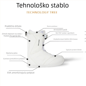 Snowboard cipele unisex, PU gornji dio s vodootpornim materijalom, gumeni potplat, ulošak s amortizacijom, termička izolacija