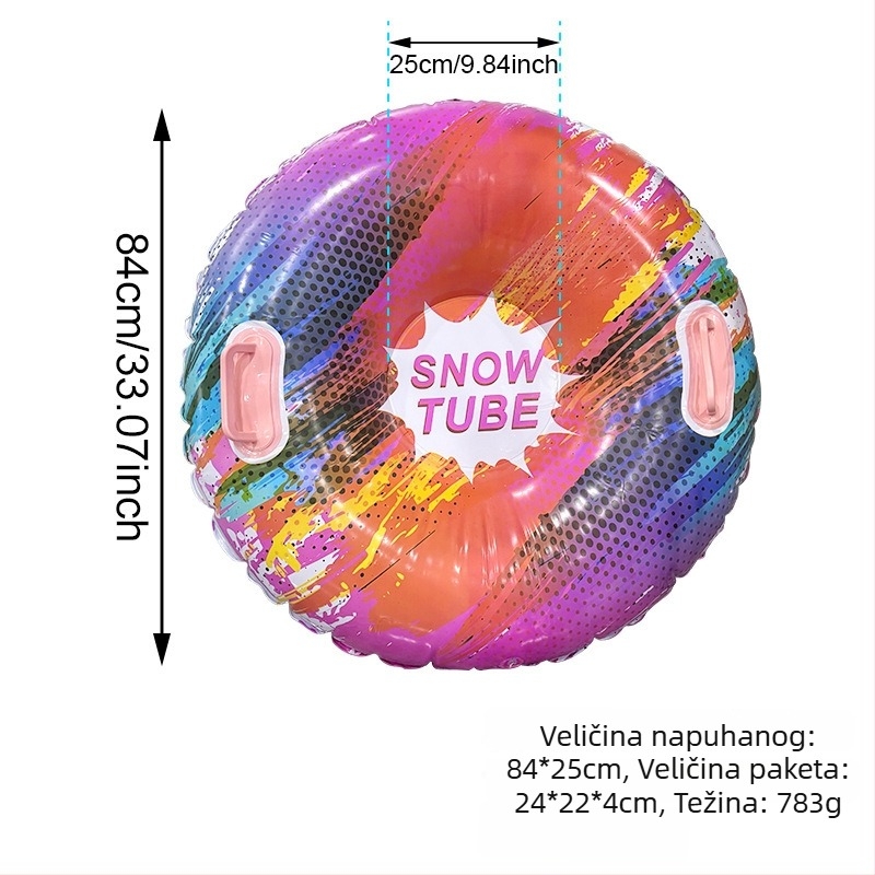 Naduvljiva snježna cijev za mlade 7–14 godina, PVC materijal, vanjska uporaba (kampiranje, proslave), s debelim uloškom