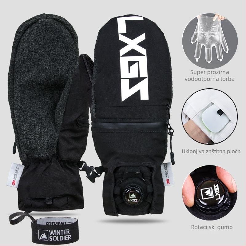 Unisex rukavice za skijanje za odrasle, Kevlar, pletene, s ugrađenom zaštitom zgloba, za snowboard