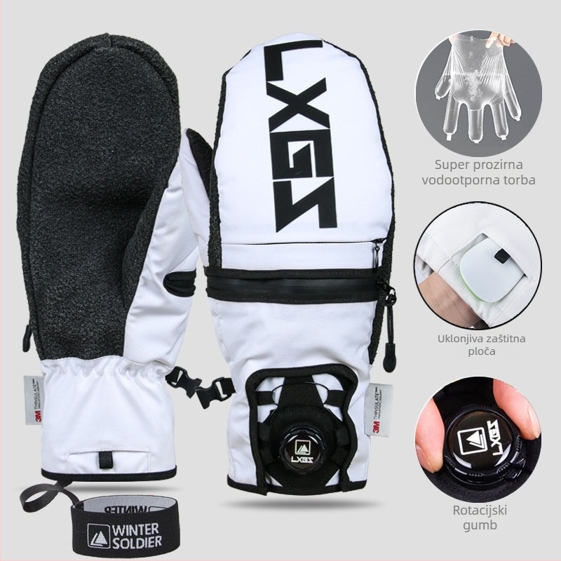 Unisex rukavice za skijanje za odrasle, Kevlar, pletene, s ugrađenom zaštitom zgloba, za snowboard