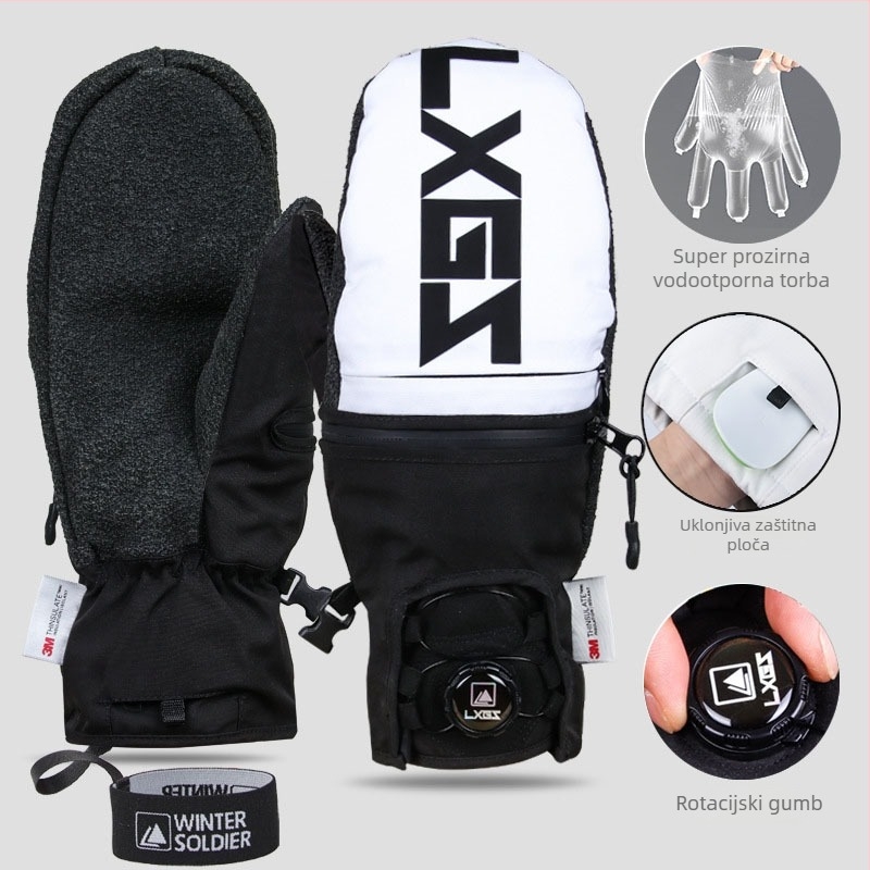 Unisex rukavice za skijanje za odrasle, Kevlar, pletene, s ugrađenom zaštitom zgloba, za snowboard