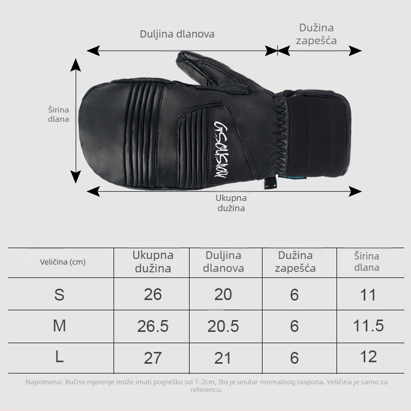 Gsou Snow kožne rukavice za skijanje za odrasle, unisex