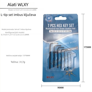 Čvrsti mini set imbus ključeva s unutarnjim šesterokutnim glavama od visokougljičnog čelika