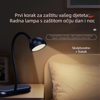 Lampa za stol s zaštitom očiju, dvostruki izvor svjetla, prijenosna, s ugrađenom litijskom baterijom, ABS sjenilo, za učenje i čitanje.