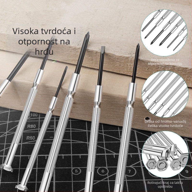 Set odvijača za satove s križnim i ravnim vrhovima, visoke čvrstoće od karbonskog čelika, za popravak i demontažu satova