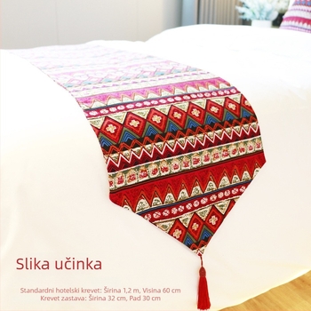 Boemska dekorativna traka za krevet od pamuka i lana, etnički stil, duga tkanina