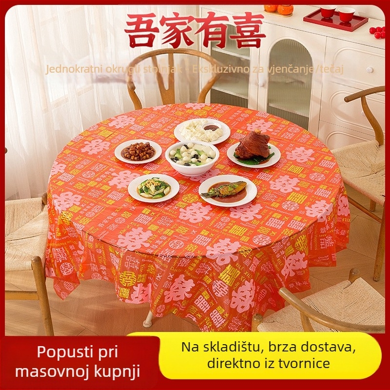 Jednokratni stolnjak – kružnog oblika, PEVA, modernog minimalističkog stila (PEVA, kružnog oblika, modernog minimalističkog stila, jednokratni)