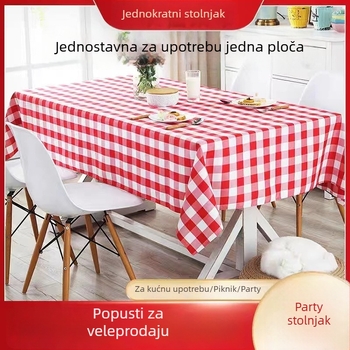 Jednokratni plastični stolnjak, ekstra debeli, s kariranim uzorkom, vodootporan i otporan na masnoće, mogućnost tiskanja logotipa