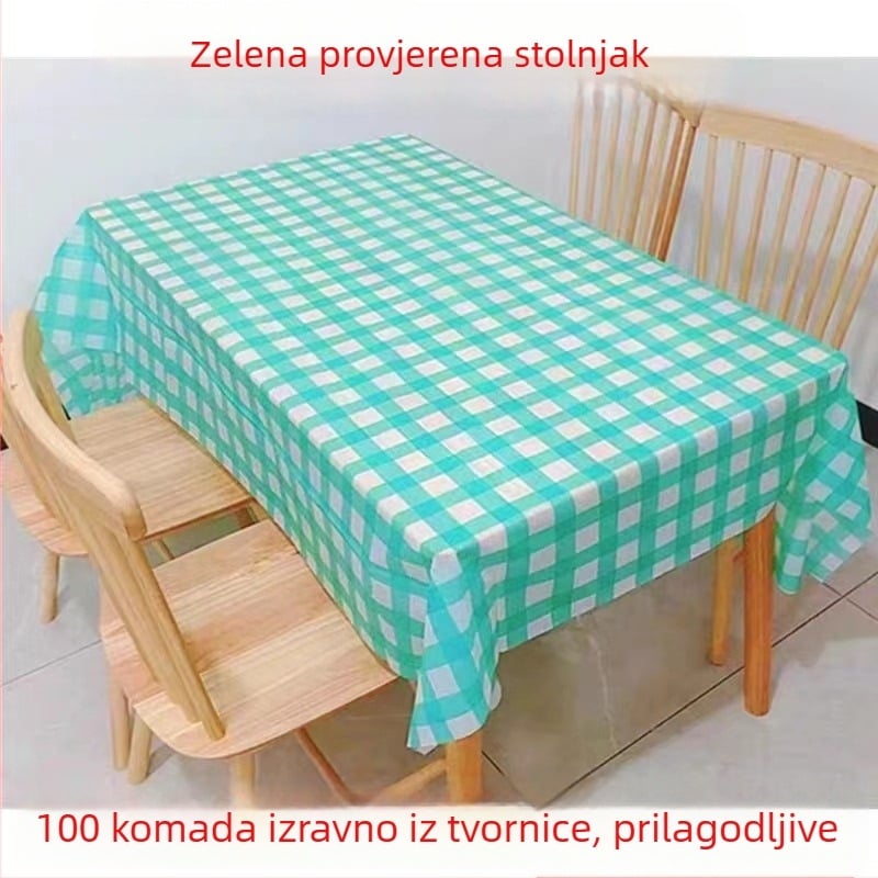 Jednokratni plastični stolnjak, ekstra debeli, s kariranim uzorkom, vodootporan i otporan na masnoće, mogućnost tiskanja logotipa