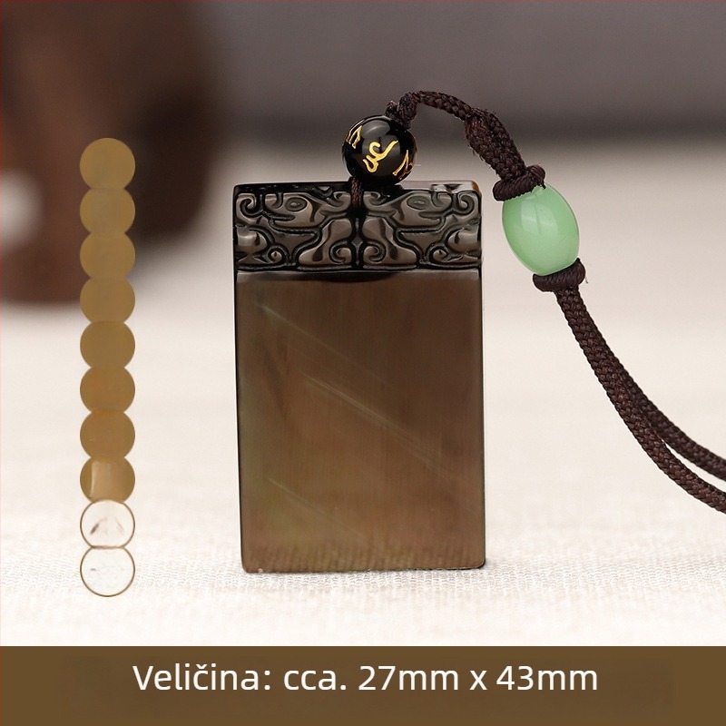 Ogrlica od obsidijana — prirodni Ice Rainbow Eye, geometrijski stil, Seiko završna obrada, Qingya Jewelry, proljeće 2024 izdanje