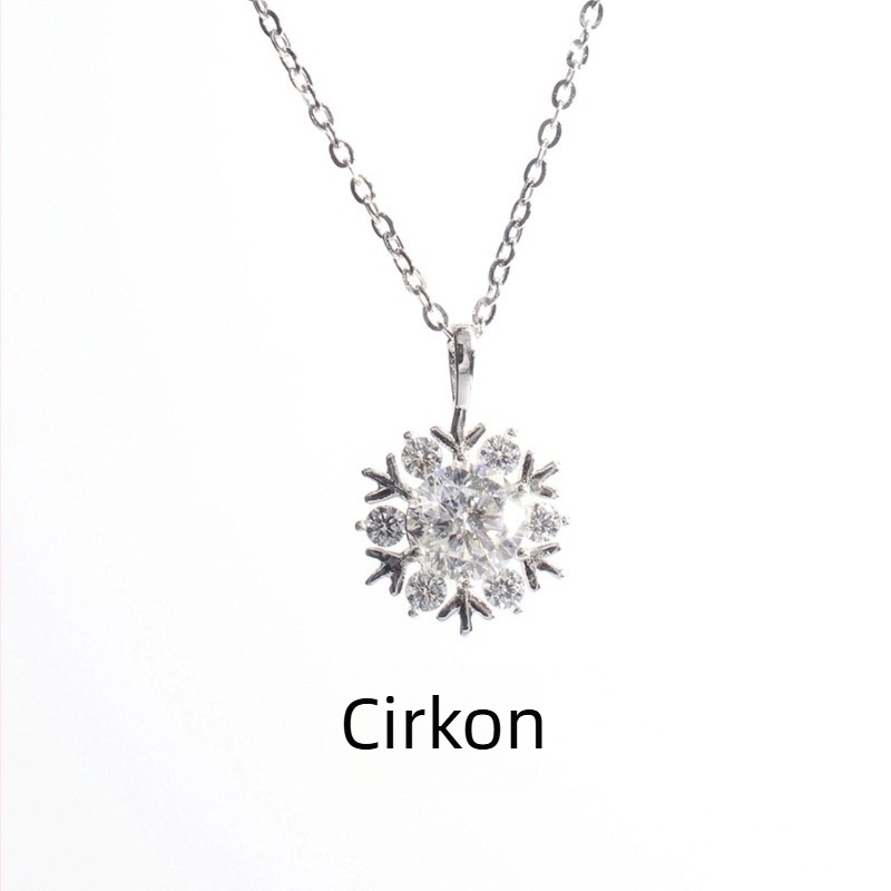 Ženski ogrlica od srebra 925 s pahuljicom od moissanita 1 karat, lanac u obliku O