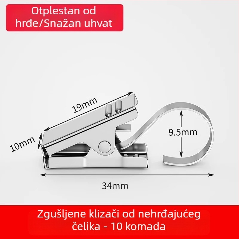 Klip za zavjesu od nehrđajućeg čelika CLJZ – nosivost, čvrsta izrada, moderan minimalistički dizajn