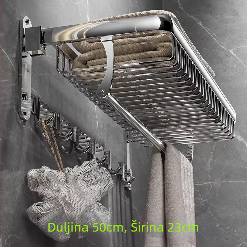 Zidni stalak za ručnike, 1 sloj, od nehrđajućeg čelika 304, bez bušenja, nosivost preko 10 lb