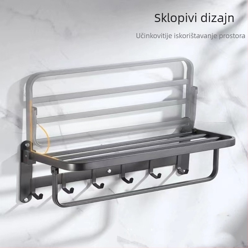 Zidni stalak za ručnike, 1 sloj, od nehrđajućeg čelika 304, bez bušenja, nosivost preko 10 lb