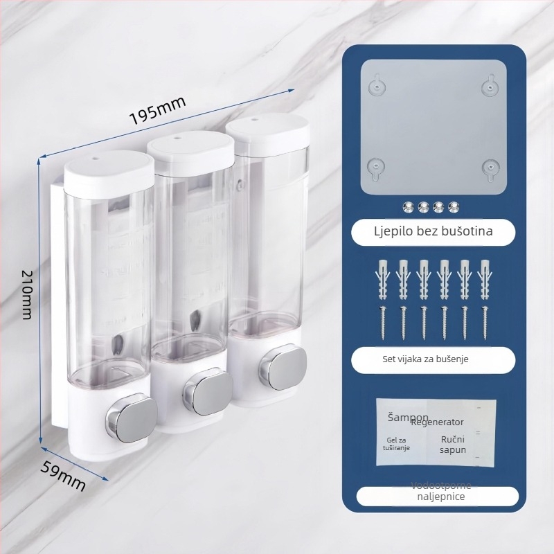 Senzorski zidni dozator sapuna, ugradnja bez bušenja, plastično kućište
