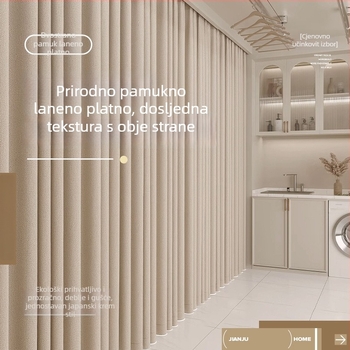 Dvostruka zavjesa za zasjenjenje od imitacije konoplje, jednostavno tkanje sa slojem svile, 71–90% zatamnjenje, moderan minimalistički stil, zavjese za najam