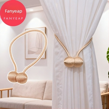 Traka za zavjese s magnetskim zatvaranjem, bez bušenja – platno, moderni minimalistički stil