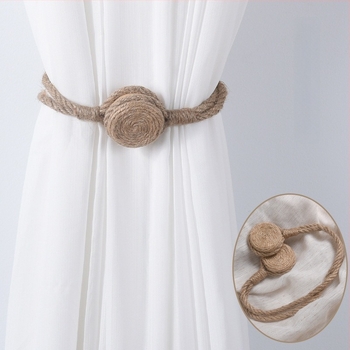 Ručni pojas za zavjese od konopne užadi i drveta s magnetskim kopčama — moderan minimalistički dodatak prozoru, prilagodljiv