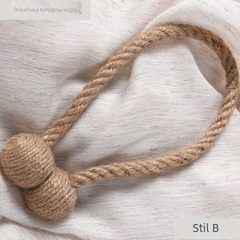 Ručni pojas za zavjese od konopne užadi i drveta s magnetskim kopčama — moderan minimalistički dodatak prozoru, prilagodljiv