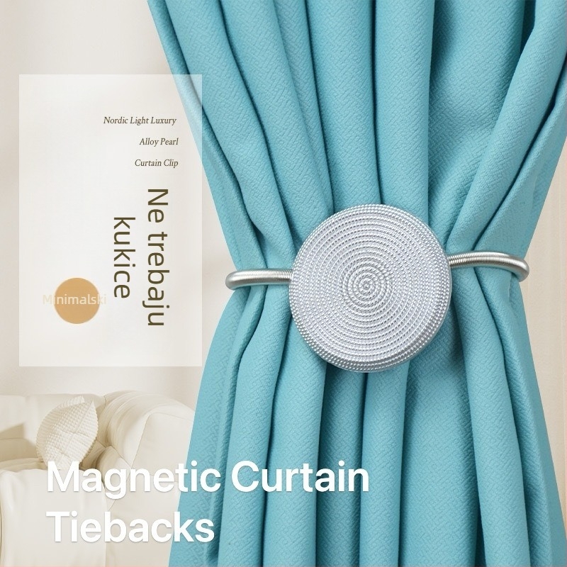  Magnetna kopča za zavjese s uzorkom slame, elektroplirano plastično opružno remenje, bez bušenja