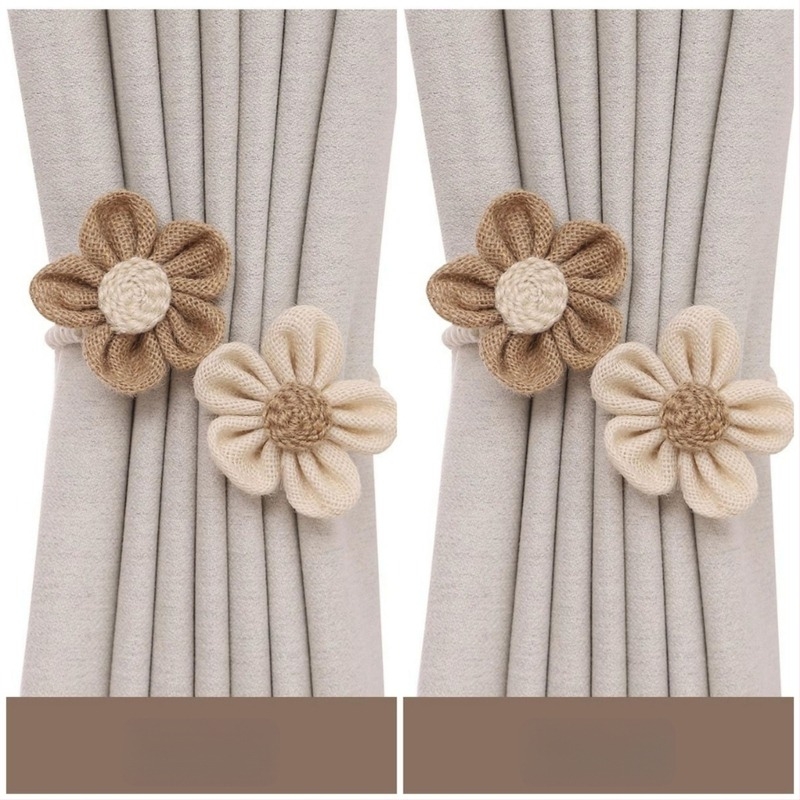 Ručni izrađen pojas za zavjese sa zavojitim dizajnom, konop i poliesterska svila, cvjetna gazirana zavjesa, suvremeni minimalistički stil