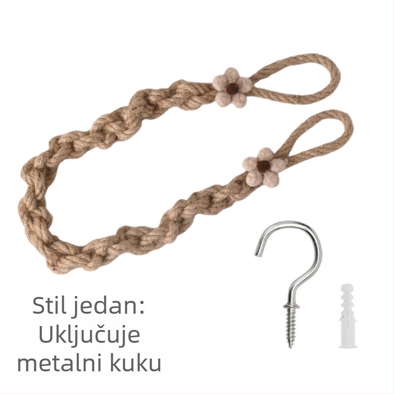 Vezice za zavjese, ručno tkan pamukom i lanom, motiv svježeg cvijeća, moderni minimalistički stil, prilagodljivo