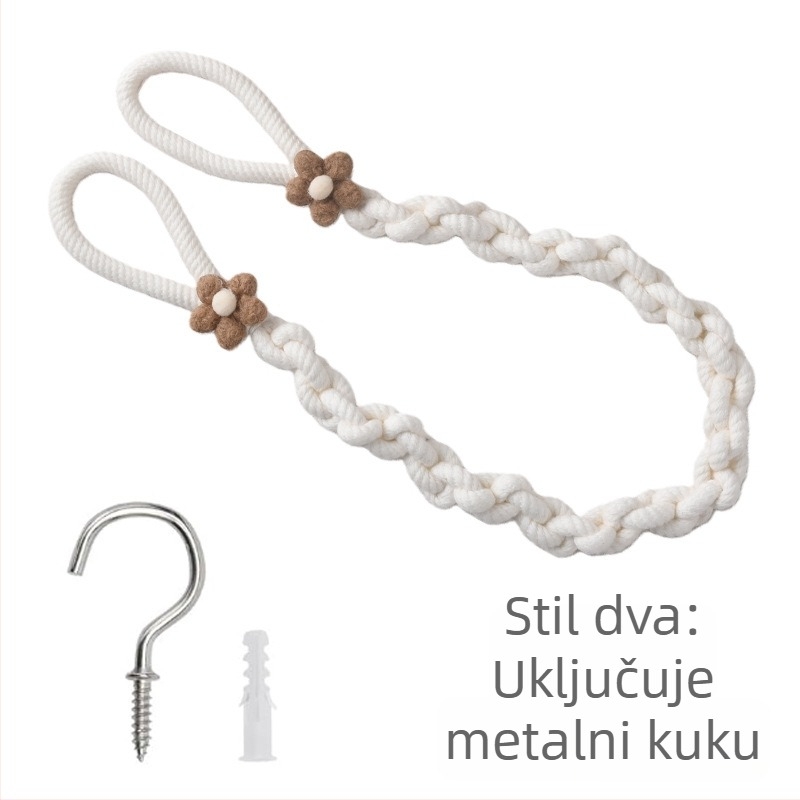 Vezice za zavjese, ručno tkan pamukom i lanom, motiv svježeg cvijeća, moderni minimalistički stil, prilagodljivo