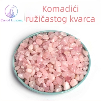 Ružičasti kvarcni šljunak – geometrijski dekorativni kamen za akvarij i krajinu; marka Eastern sea crystal; pakiranje karton; stil modernna jednostavnost; materijal ružičasti kvarc