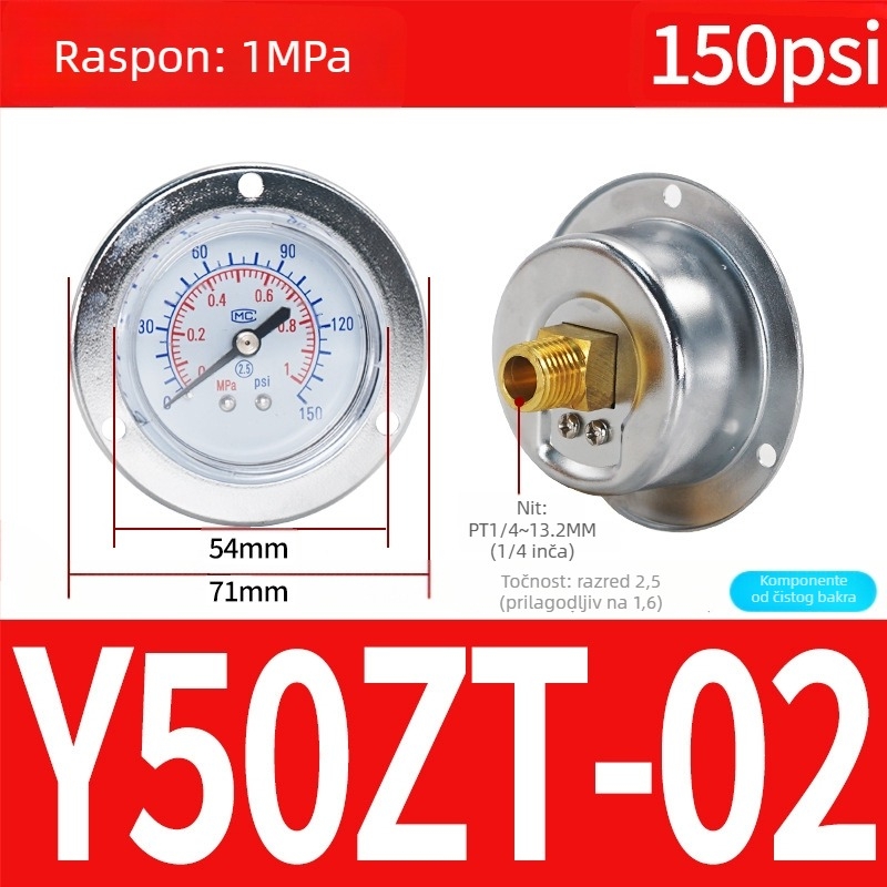 Tlakomjer zraka s točnošću, nominalni promjer 40 mm, raspon 0-1, točnost razred 1.6, model Y40-01, NGS