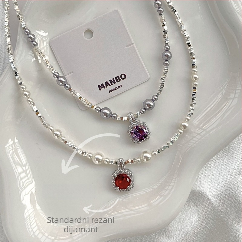 Ogrlica s umjetnim perlama; lanac s nizom perl; privjesak od majčine perle; otprilike 11 g