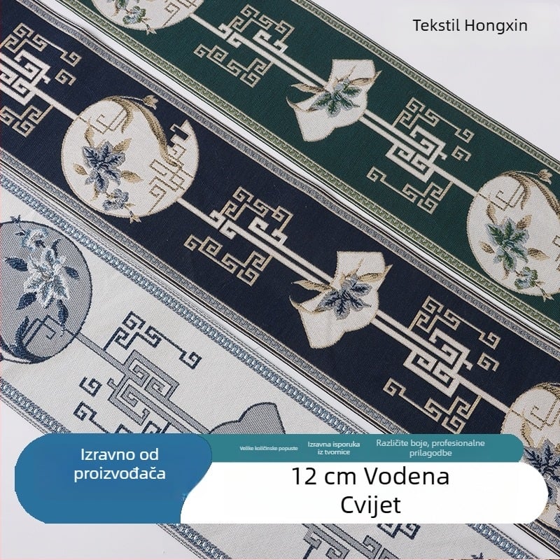 Hongxin Textile Jacquard rub za zavjese, jastuke i kauč – motiv Water Flower, kineski stil, dodatak za kućne tekstile