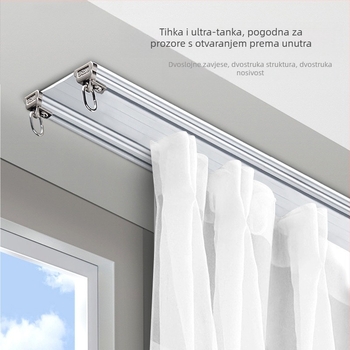 Shenzhou Yuye Ultra-thin Double Straight Rail – šina za zavjese od aluminijske legure, tip: zavjesni sustav.