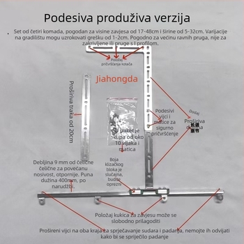Jiahongda Držač šine zavjese za balkon - Električni izvlačni ravni vodilica, nehrđajući čelik, moderni minimalistički stil