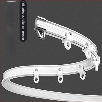 Fleksibilna šina za zavjese s fiksnim nosačima za U-oblik prozor i L-oblik šipke za zavjese, gornja montaža