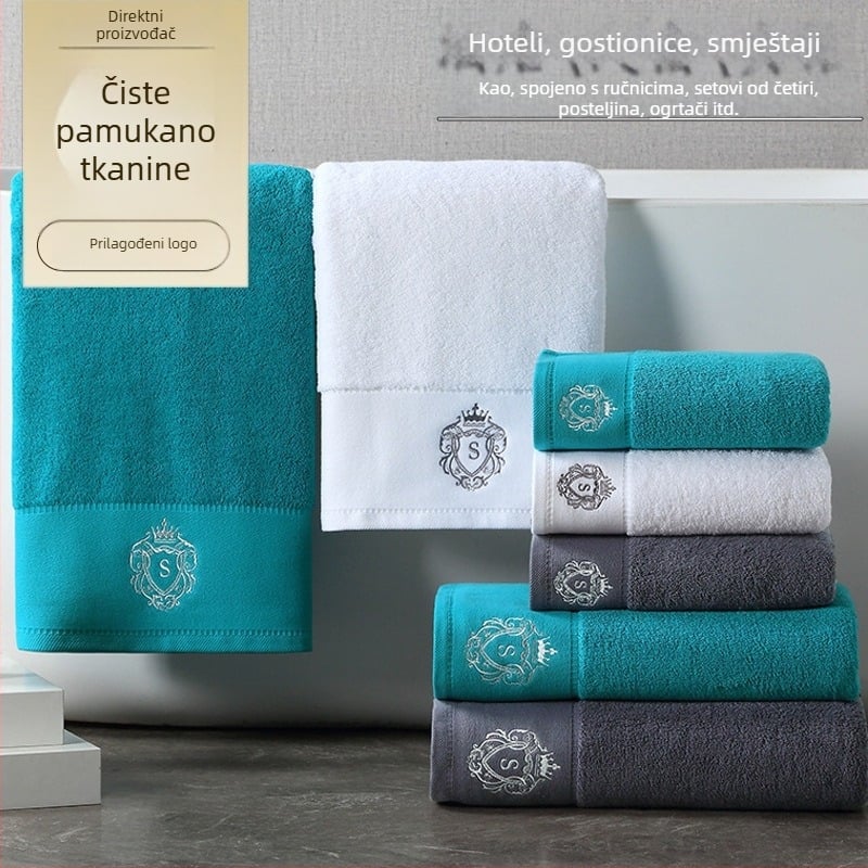Hotelski ručnici, 100% pamuk, s izvezenim logom, težina 150 g, upijanje 0-5 s