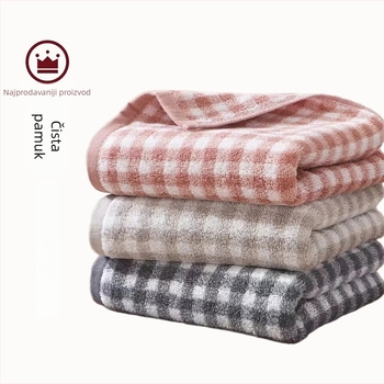 Ručnik za lice, 100% pamuk, karirani uzorak, obična tkanina, 21s vlakno, 100–120 g