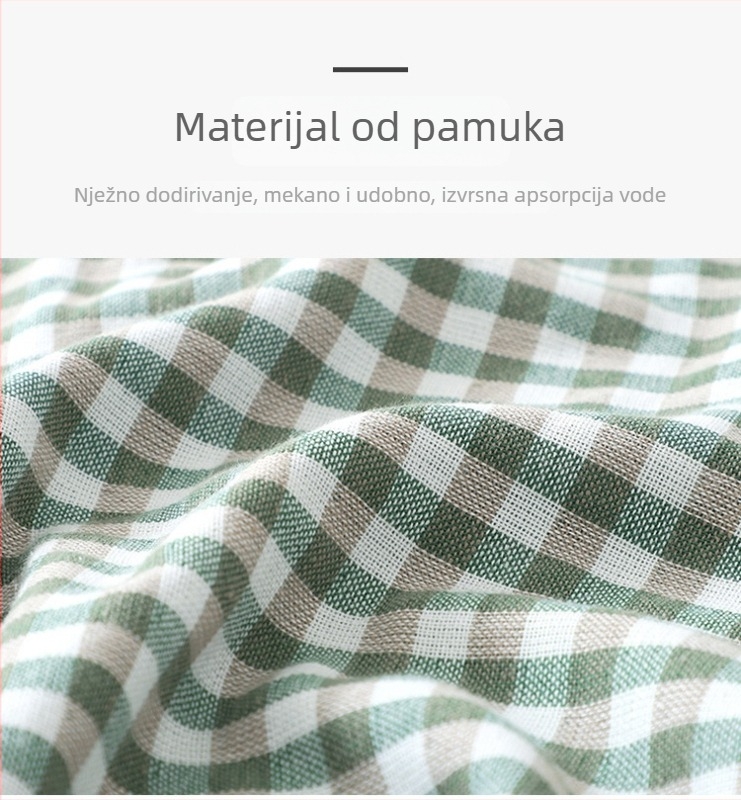 Ručnik od 100% pamuka gaze s kariranim uzorkom, upijajući, za lice i kupanje, kvadratnog oblika