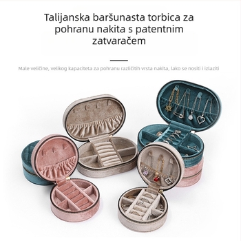 Talijanska baršunasta kutija za nakit – mini kutija za pohranu nakita sa zatvaračem