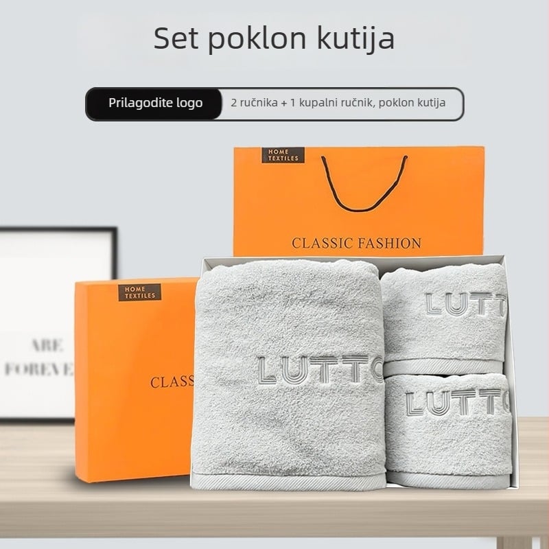 Poklon set ručnika od 100% pamuka, prilagođeni vez, kutija za poklon, 200 g+ po komadu, 32s pređa