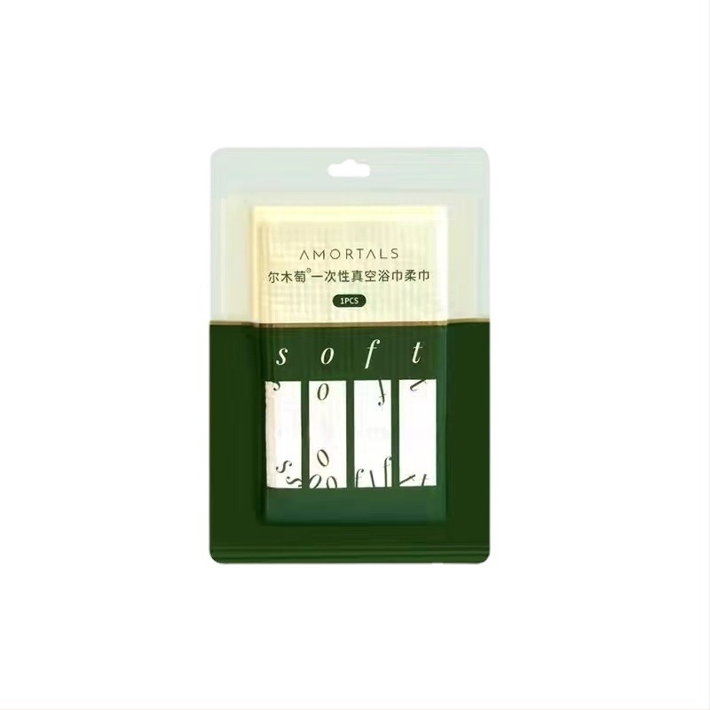 Wood grape jednokratni ručnik za kupanje, suho i mokro korištenje, vakuumski stisnuti, putna zasebna ambalaža, 100% regenerirana vlakna celuloze
