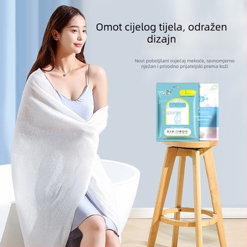 Jednokratni putni set: individualno pakiran ručnik za kupanje, mekan i upijajući, netkano materijalo, pamuk kao glavni sastojak, obična tkanina, jednokratna upotreba
