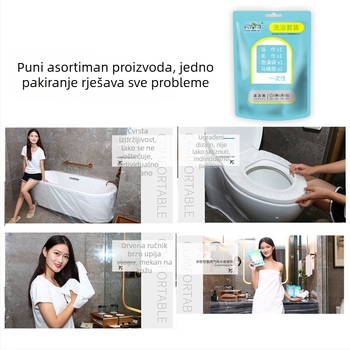 Jednokratni putni set: individualno pakiran ručnik za kupanje, mekan i upijajući, netkano materijalo, pamuk kao glavni sastojak, obična tkanina, jednokratna upotreba