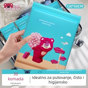 Jednokratne debeli ručnici za kupaonu u velikom paketu, za hotele, bed & breakfast i salone ljepote; materijal: drvena vlakna; glavne sastojke: mulberry svila; apsorpcija 0–5 s; dvostruka upotreba – suho/mokro