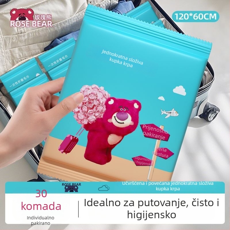 Jednokratne debeli ručnici za kupaonu u velikom paketu, za hotele, bed & breakfast i salone ljepote; materijal: drvena vlakna; glavne sastojke: mulberry svila; apsorpcija 0–5 s; dvostruka upotreba – suho/mokro