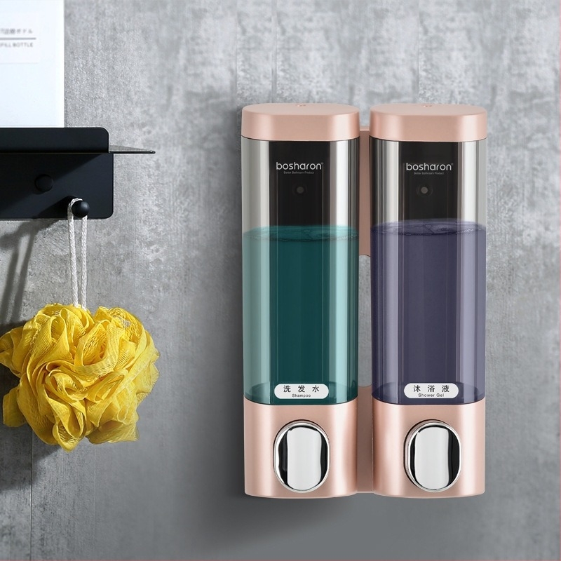 Plastični zidni dozator s pumpom za gel za tuširanje i sredstvo za dezinfekciju ruku - bez bušenja, ručni pogon