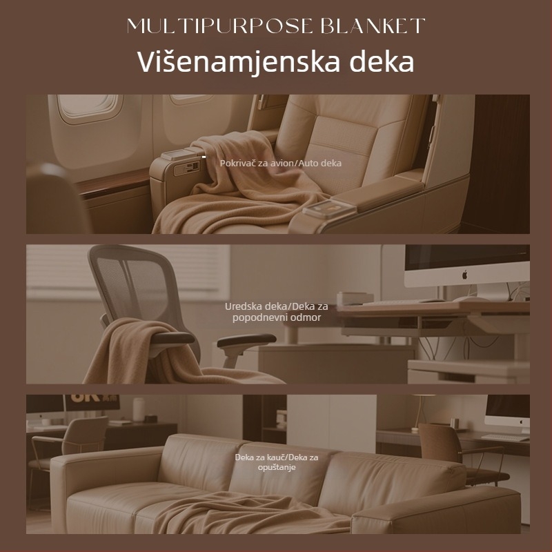 Luksuzna svilena deka s avijacijskim stilom, model 2025, geometrijski uzorak, pogodna za ured i kauč